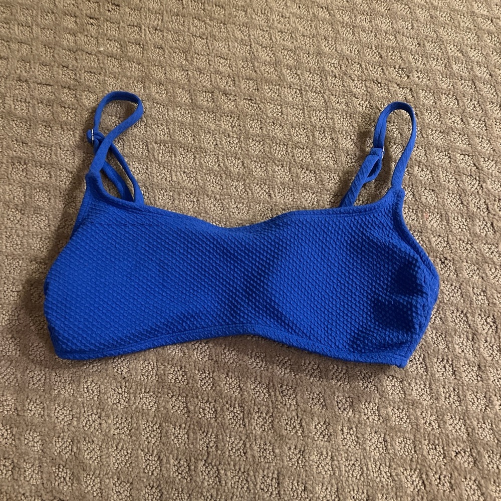 Blue Textured Padded Bikini Top